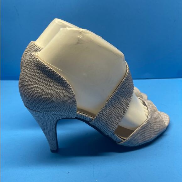 Madeline Grey Snake Skin Peep Toe Pumps Womens SZ 7.5 M Lizard - Picture 4 of 12